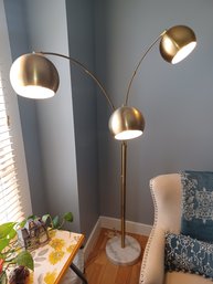 Posable Gold Tone Floor Lamp With Marble Base