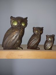 Ceramic Owl Family X3