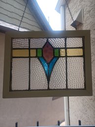 Rode Stained Glass Window Pane Panel W Hanger