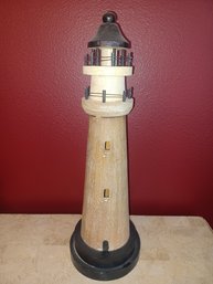 Wooden Light House Decor 21in Tall