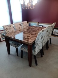 Marbletop Dining Table W 6 Chairs