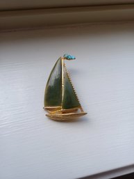 Jade Boat Pin/brooch