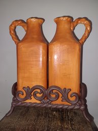 Ceramic Oil & Vinegar Jars In Metal Caddy