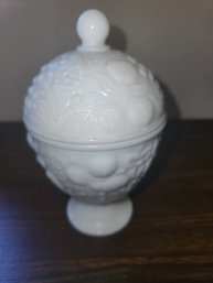 Avon Hobnail Milk Glass Dish With Lid  & Candle
