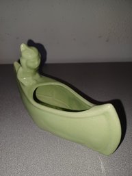 Green Indian Canoe Ceramic Decor