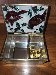 Red Cardinal Stained Glass Music Box