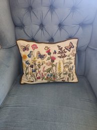 Vintage Beaded Armchair With Embroidery Pillow
