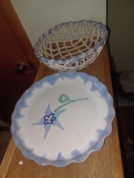 1980 Pottery Platter And Bowl