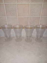 4pc Etched Floral Crystal Glasses