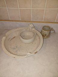 Hand Pottered Dip Plate And Mug