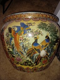 Large Oriental Vase And Wooden Stand