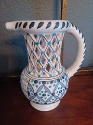 French Puzzle Jug Tunisia Nabeul Water Vase