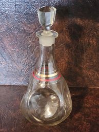 Clear Decanter W Good And Red Stripes
