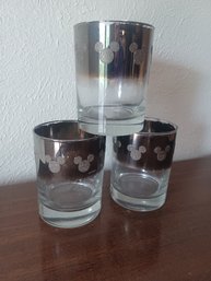 Vintage Disney Mickey Mouse Silver Rimmed Cocktail Glades