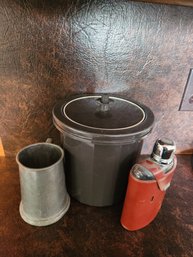 Flask, Ice Bucket And Beer, Mug