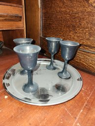 F.b. Rodgers 4 Cups And 1 Tray