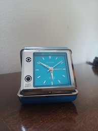 Vintage Bulova Travel Alarm Clock In Case