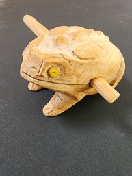 Hand Carved Wooden Musical Percussion Frog Instrument