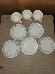 Vintage Crooksville Ceramic Porcelain Tea Cups And Saucers