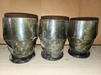 3 - Vintage Viking Smoky Gray Georgian Honeycomb Drinking Glasses 6 Oz