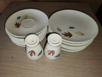 Vintage Franciscan Autumn Leaves Saucers, Plates, Shakers