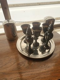 Assorted Plated Shakers, Tray,Goblet Set