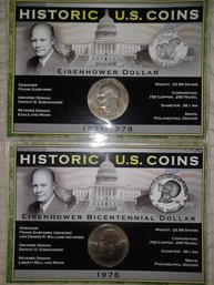 1974 & 1976 Historic Ike & Ike Bicentennial Dollars 2pk