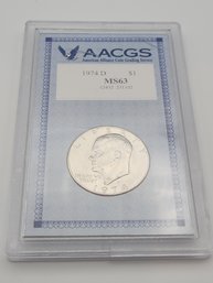 1974-D Eisenhower Silver Dollar $1 Coin MS63