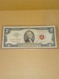1963 $2 Two Dollar Bill Red Seal Bill - US CURRENCY