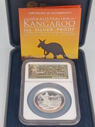 2014 Australian Kangaroo 1oz Silver Proof High Relief Coin