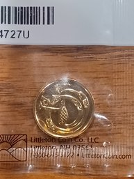 Vintage Ireland 1975 Coin Gld Pl 1/2 1C Pence Genuine Coin.Celtic, Irish,bird,