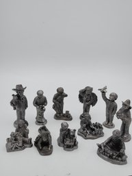 11 Ricket Pewter Figurines Children On Christmas Morning.