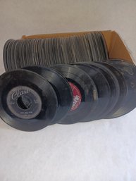 Box Full Of Vinyl 45s In Used Condition