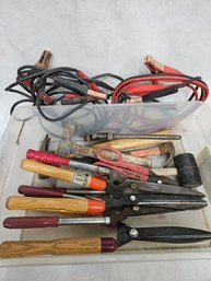 Box Of Hedge Clippers Tools-Jumper Cables