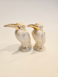 Pearlescent And Gold Bird Salt And Pepper Shakers