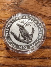 1992 Australian Kookaburra 1oz .999 Silver Coin