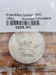 1963 Franklin Silver 50C Coin-Average Circulated