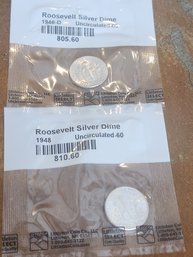 2 Roosevelt Silver Dime -Uncirculated-60