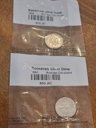 2 1964 Roosevelt Silver Dimes