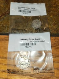 1939 Mercury Silver Dimes X2