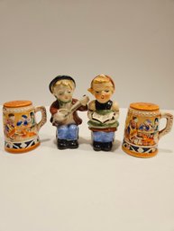 Hummel Style And Beer Stein Salt And Pepper Shakers