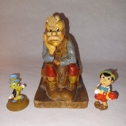 Pinnochio, Geppetto & Jiminy Cricket