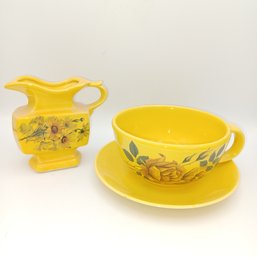 McCoy 137 Cup & Saucer 4in Tall, Vase 4 1/2in Tall