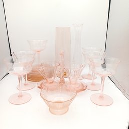 Pink Depression Glass Set 18pc