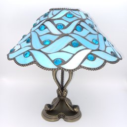 Blue Tiffany Style Partylite Candle Lamp