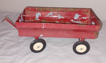 Red Metal Toy Wagon Rubber Tires