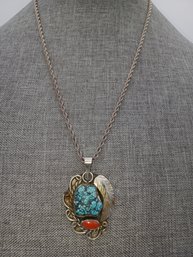 Turquoise Sterling Chain Necklace