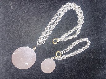 Silvertone Pendant Necklace & Bracelet