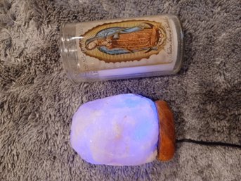 Minature Salt Rock & Candle