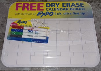 NEW-Dry Erase Calendar Board W Expo Markers